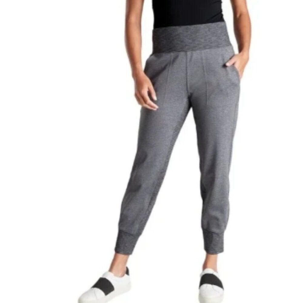 NWOT Athleta Venice High Rise Jogger Pants Charcoal and Black in Size L